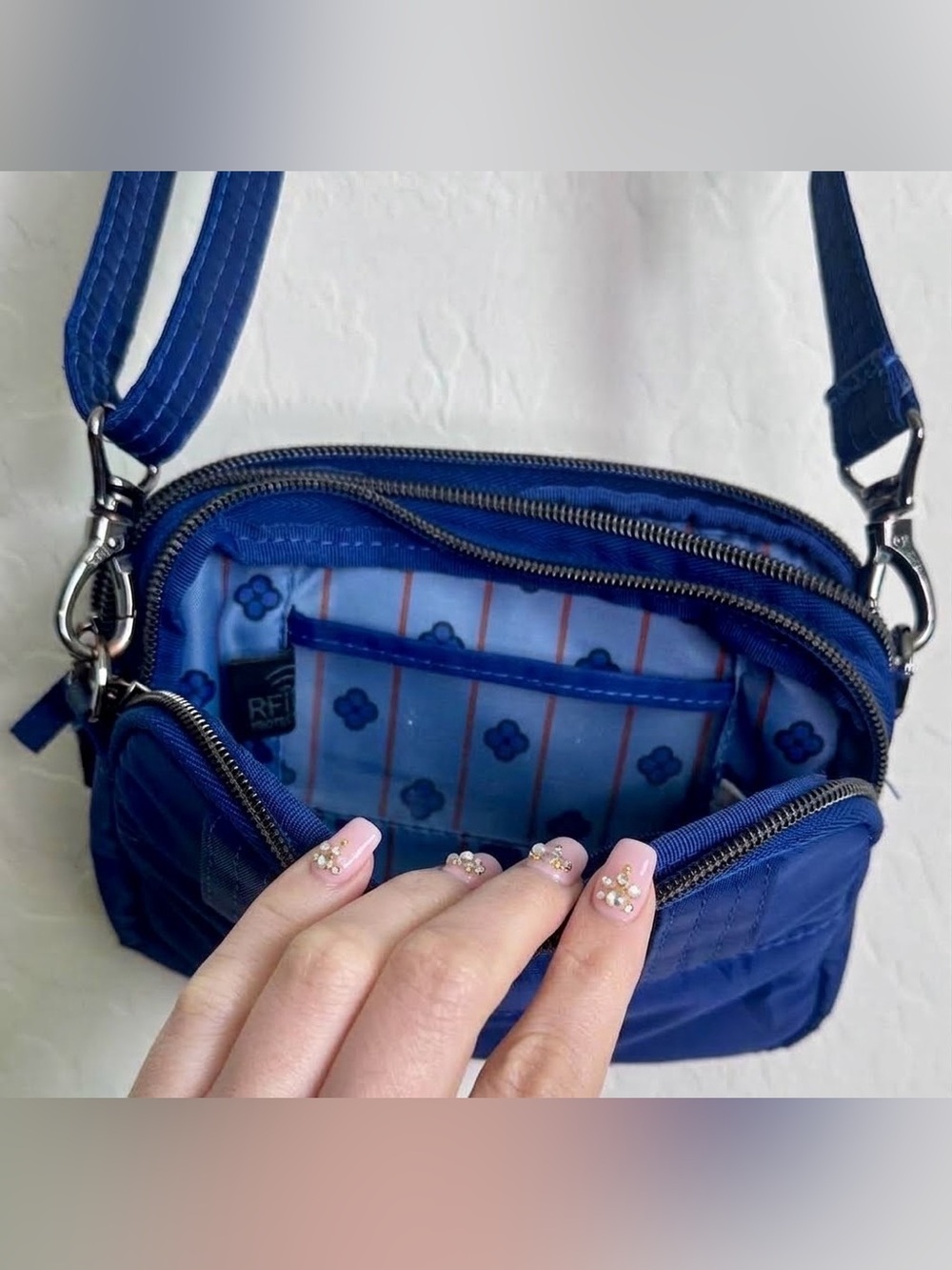 Lug Coupe LE Love Convertible Quilted Crossbody Bag w/Belt Strap {SAPHIRE BLUE} - Picture 9 of 13